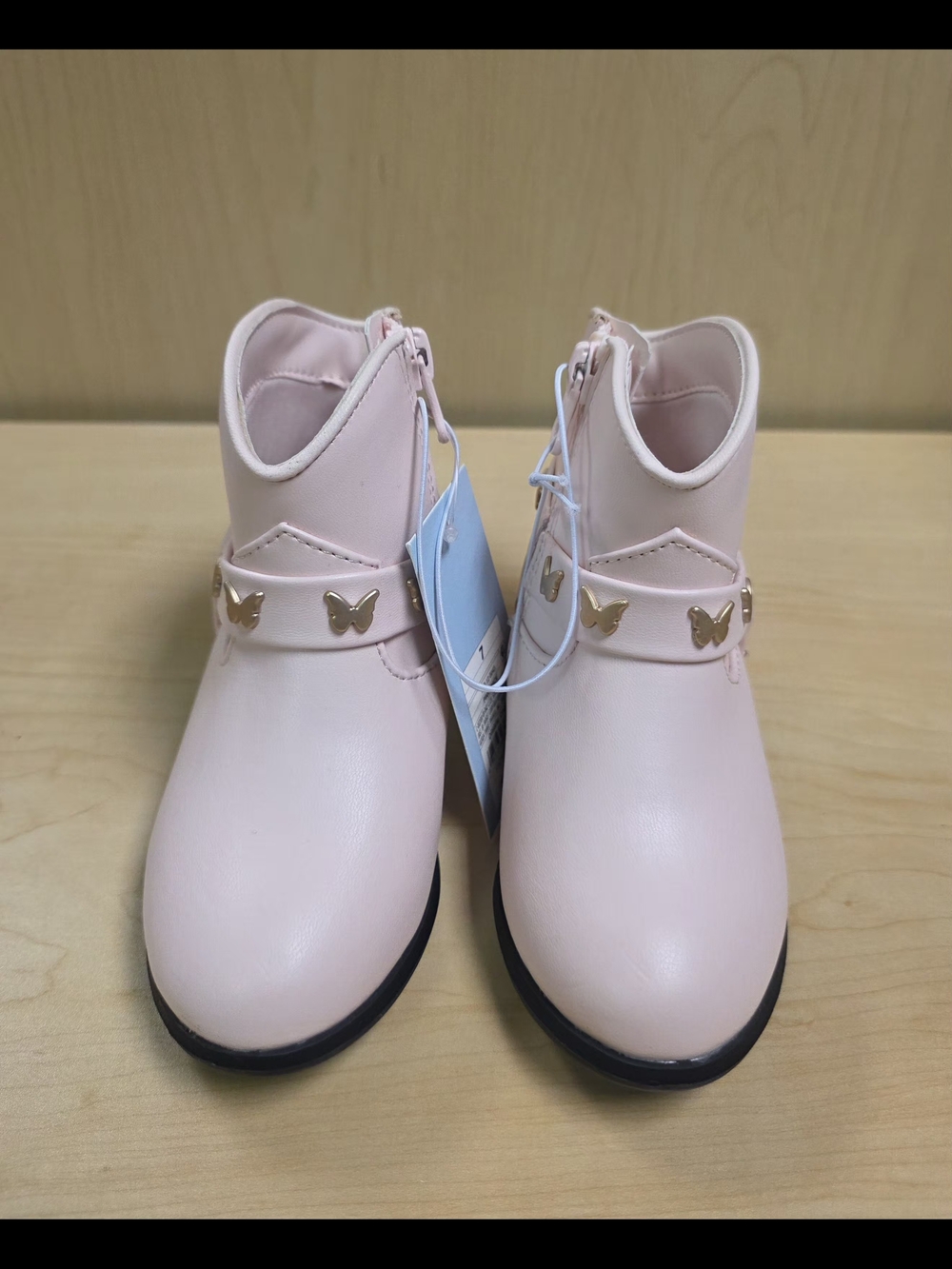 Cat & Jack Girls Light Pink Butterfly Strap Ankle Boots